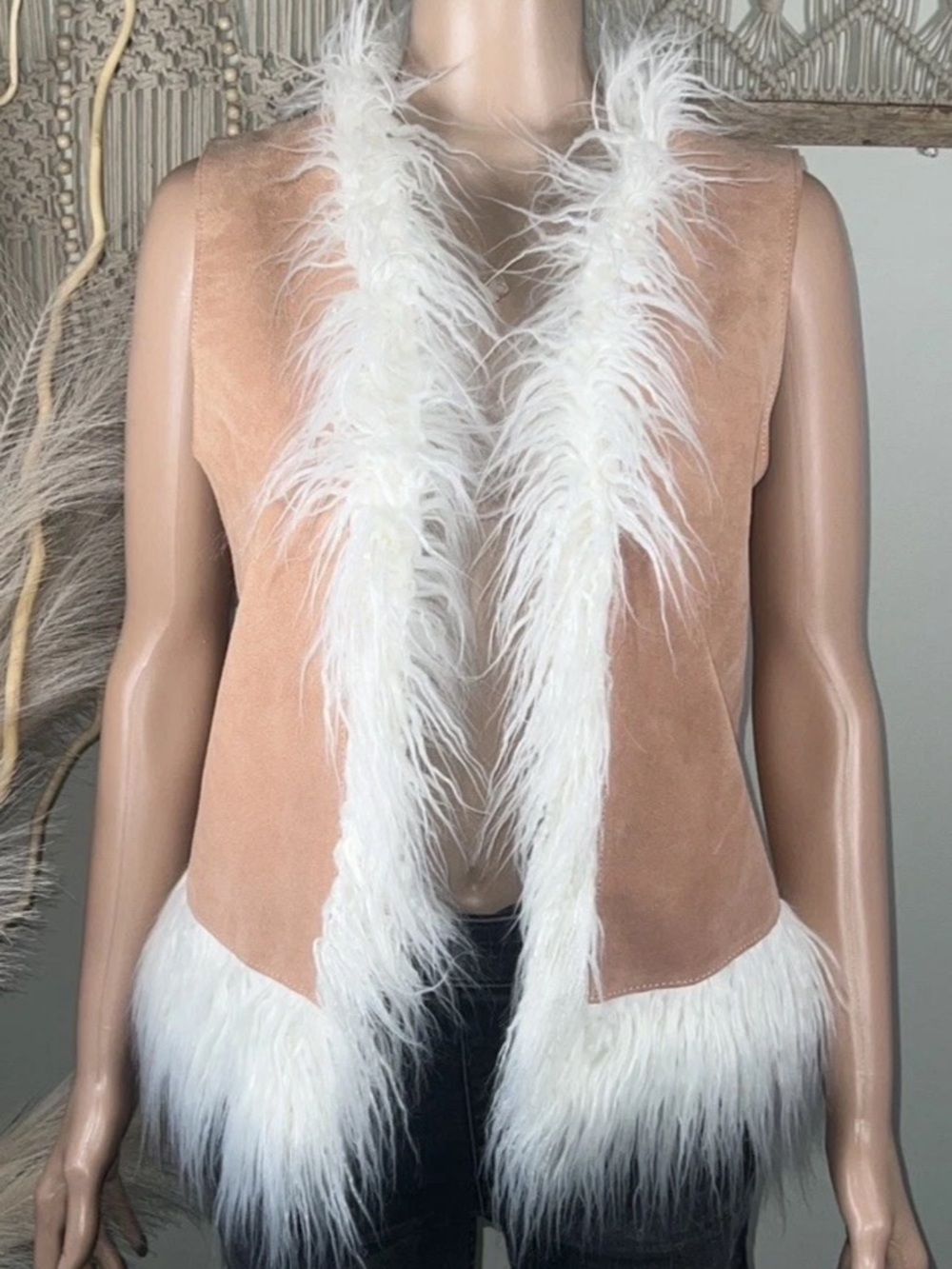 Free People Understated Indigo River Vest Pink XS faux fur - Picture 3 of 16